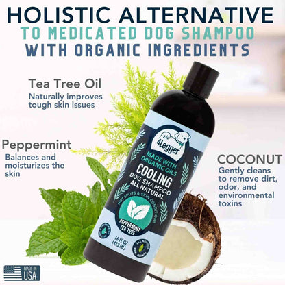 Main ingredient highlight: 4-Legger cooling organic dog shampoo