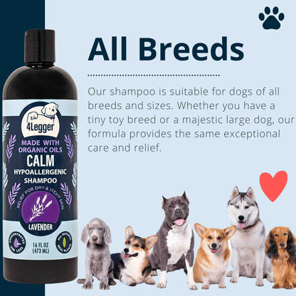 4Legger Calm Hypoallergenic Organic Shampoo for dogs of all breeds