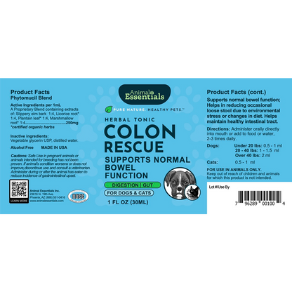 AE Colon Rescue 1oz digestive health supplement bottle for dogs