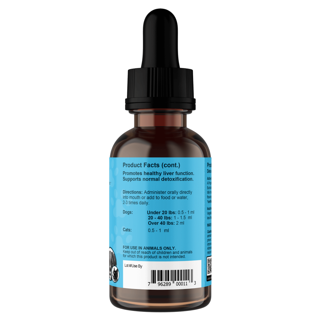 AE Detox Blend 1oz bottle right – canine detox product