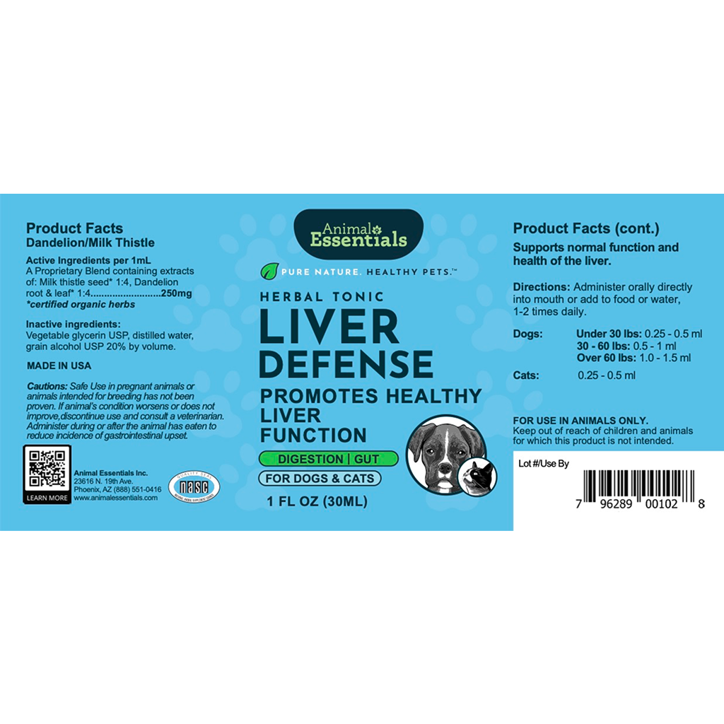 AE Liver Defense 1oz liver health support for dogs and cats