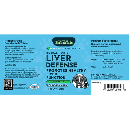 AE Liver Defense 1oz liver health support for dogs and cats