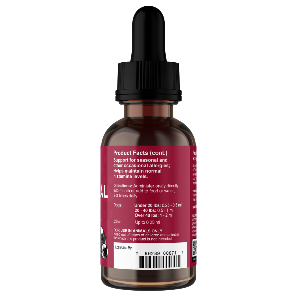 AE Seasonal Allergy 1oz right, allergy relief supplement for dogs