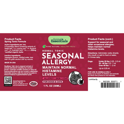 AE Seasonal Allergy 1oz powder for dogs, allergy relief