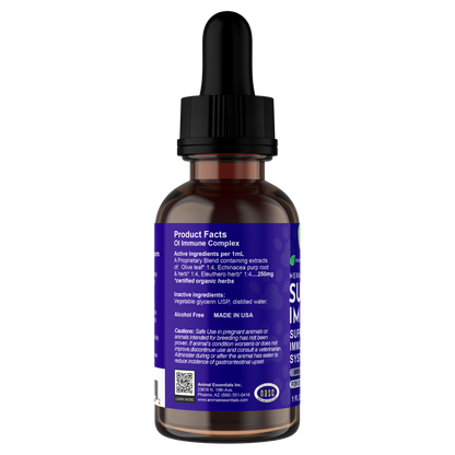 AE Super Immune 1oz left, natural immune booster for pets