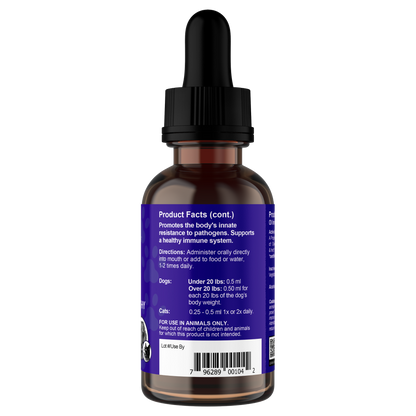 AE Super Immune 1oz supplement right, pet immunity aid