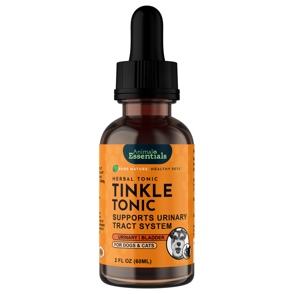 Bottle of Animal Essentials Tinkle Tonic on a white background