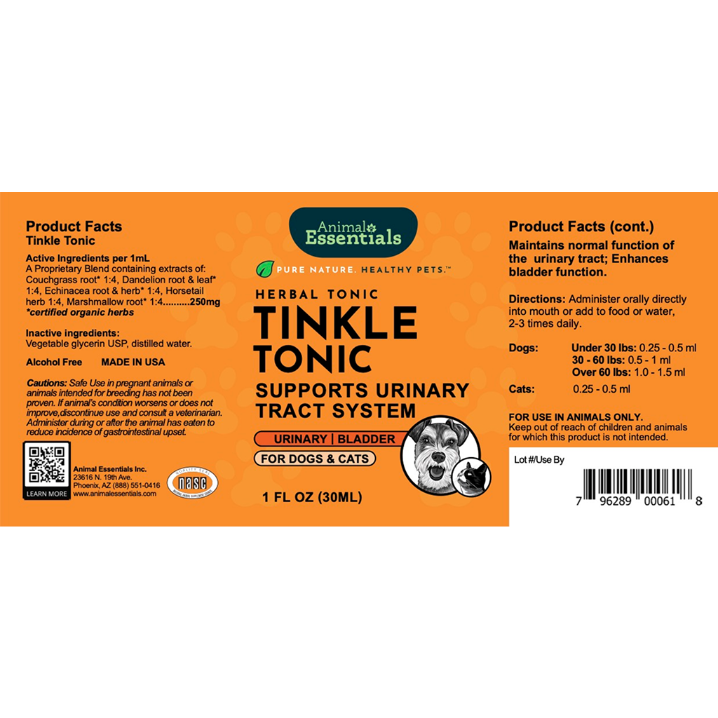 AE Tinkle-Tonic 1oz supplement, urinary heath support for dogs