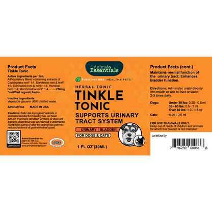 AE Tinkle-Tonic 1oz supplement, urinary heath support for dogs