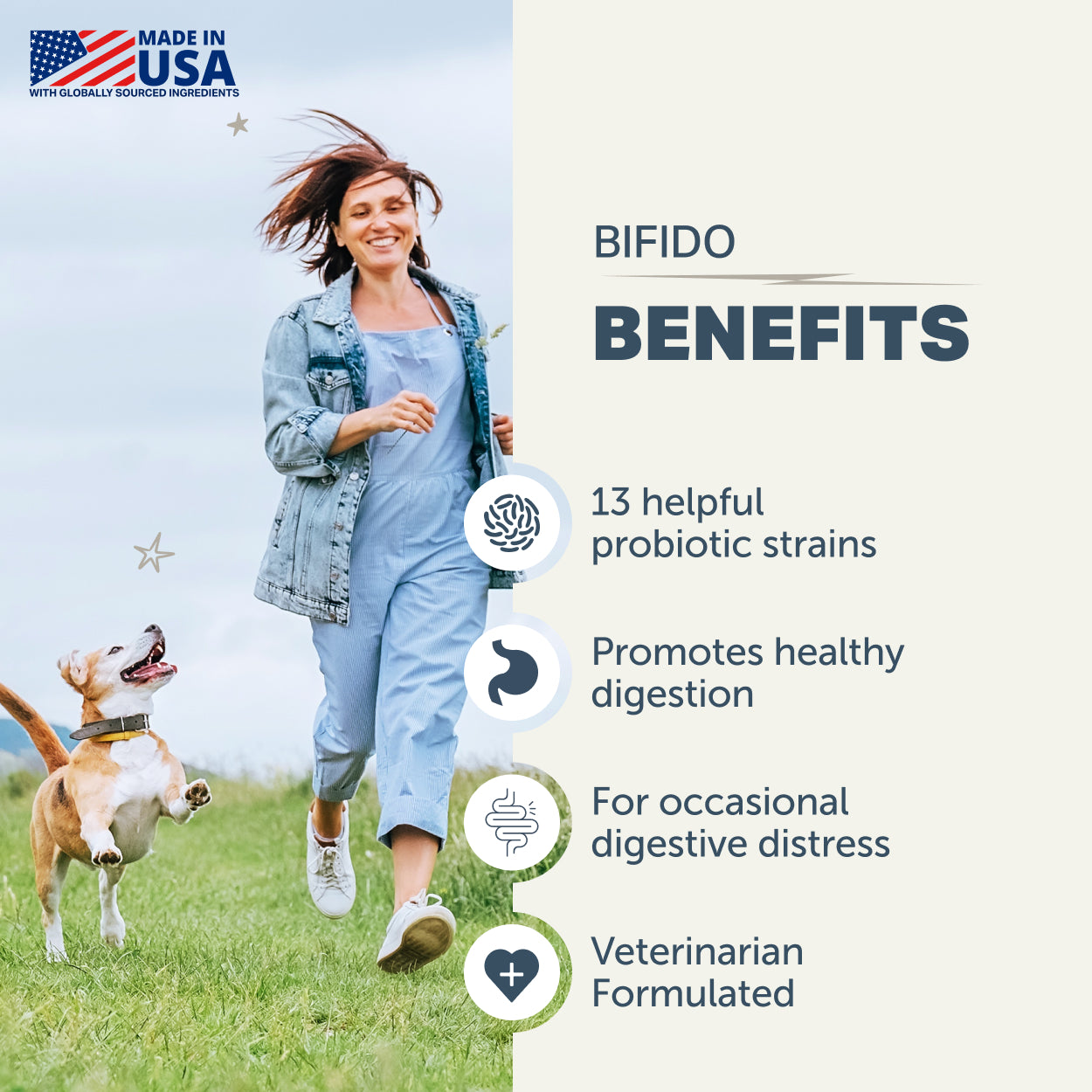 Four Leaf Rover Bifido for Fido health benefits for dogs.