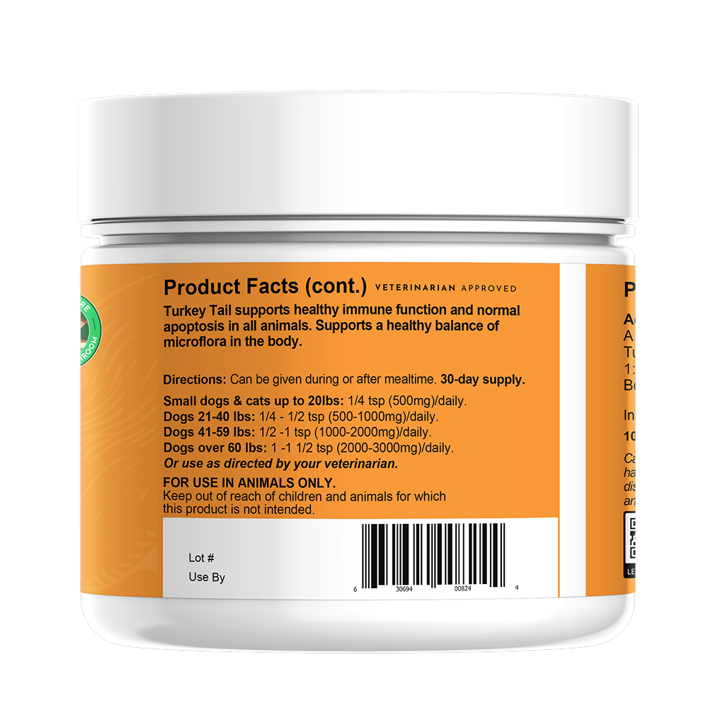Animal Essentials COMBAT Turkey Tail Mushroom Powder close-up bag