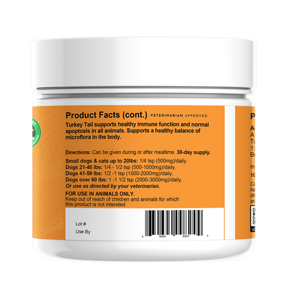 Animal Essentials COMBAT Turkey Tail Mushroom Powder close-up bag