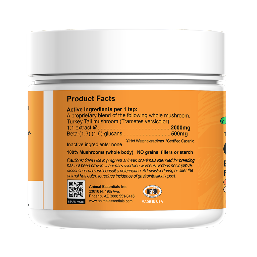 Animal Essentials COMBAT Turkey Tail Mushroom Powder health supplement pack