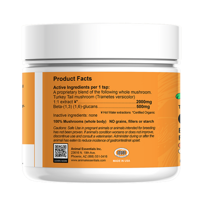 Animal Essentials COMBAT Turkey Tail Mushroom Powder health supplement pack