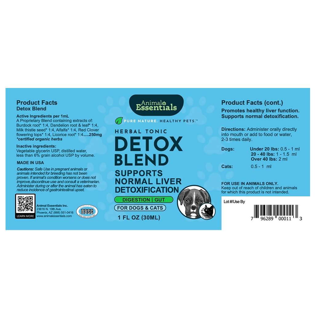 AE Detox Blend 1oz tubular supplement for dogs