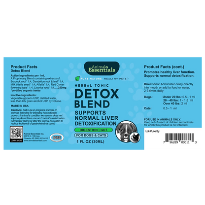 AE Detox Blend 1oz tubular supplement for dogs