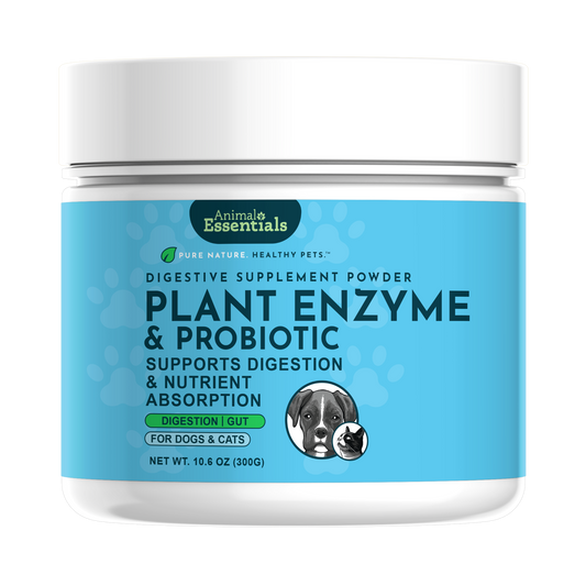 AE Plant Enzyme & Probiotic Powder 10.6oz front packaging for digestive health in dogs and cats