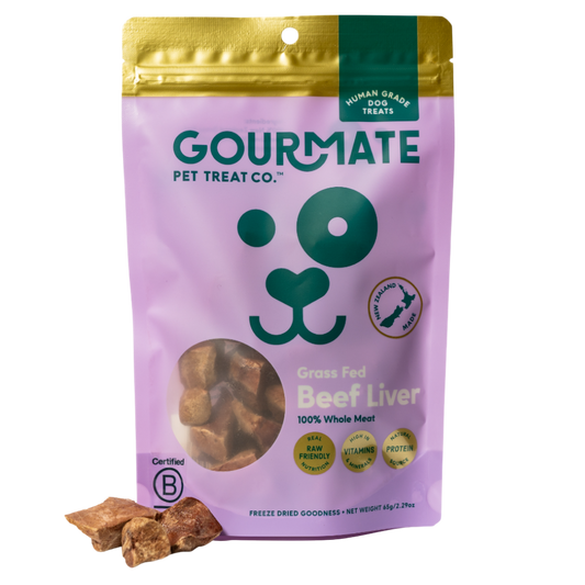 Gourmate Grass fed beef liver dog treat package front view