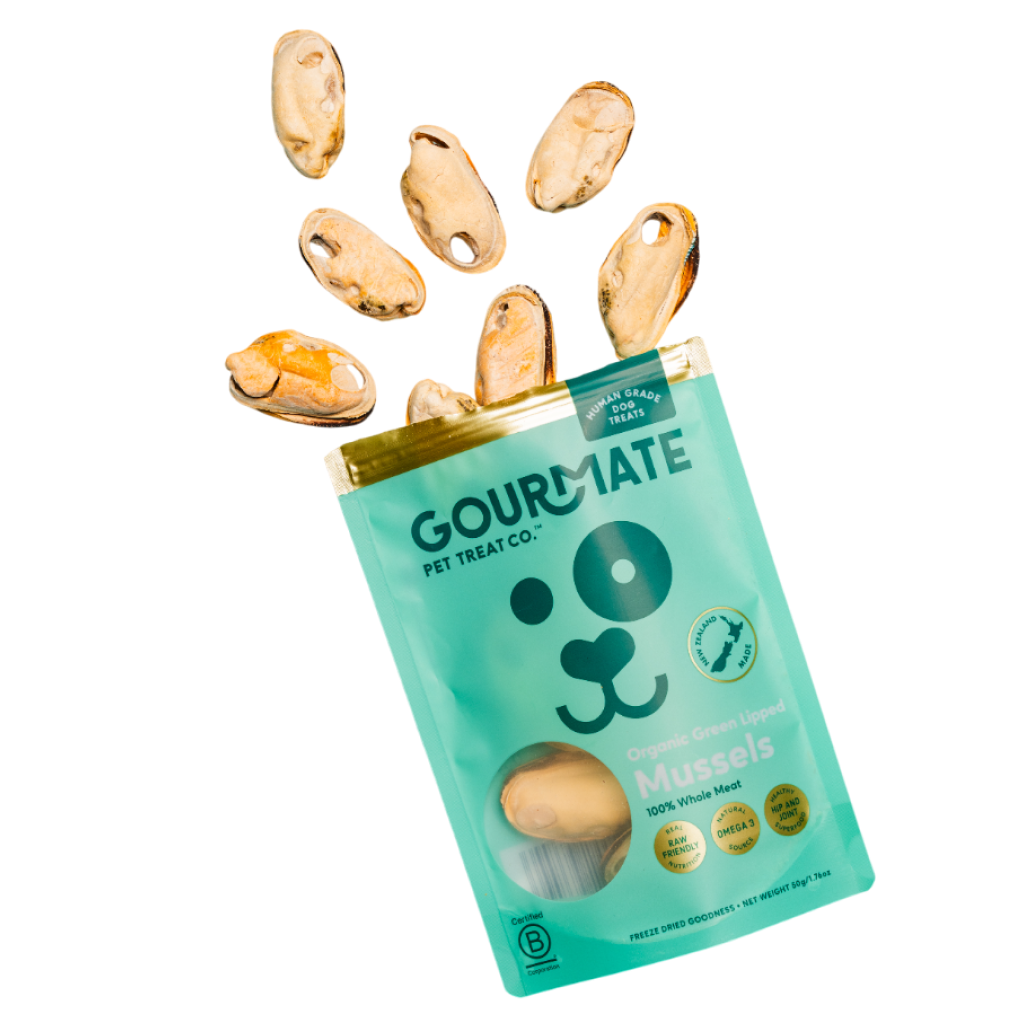 Gourmate Organic Green Lipped Mussels premium dog treat package