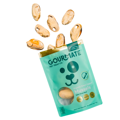 Gourmate Organic Green Lipped Mussels premium dog treat package