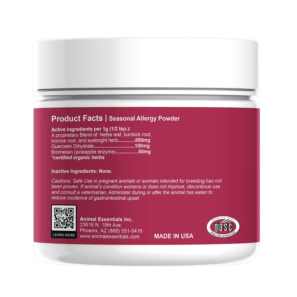Seasonal Allergy powder dog supplement full packaging
