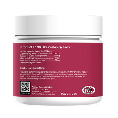 Seasonal Allergy powder dog supplement full packaging