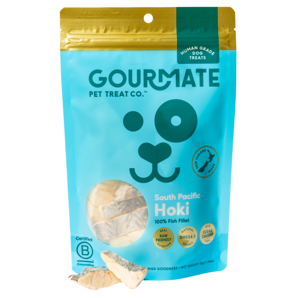 Gourmate South Pacific Hoki fish treat, top view package