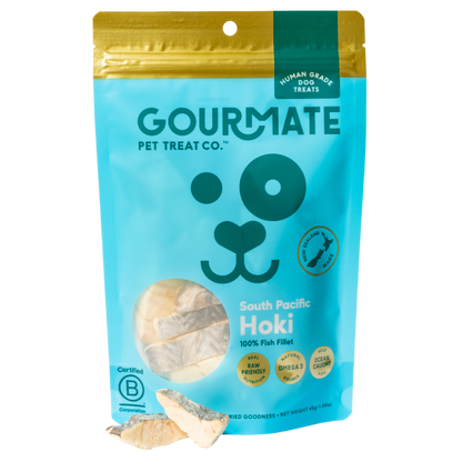 Gourmate South Pacific Hoki fish treat, top view package