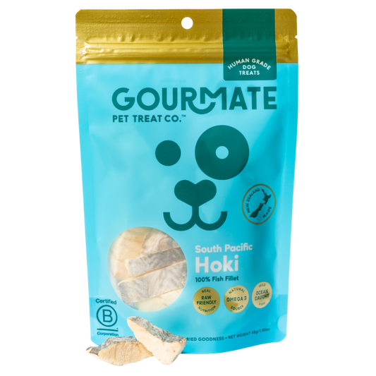 Gourmate South Pacific Hoki fish treat, top view package