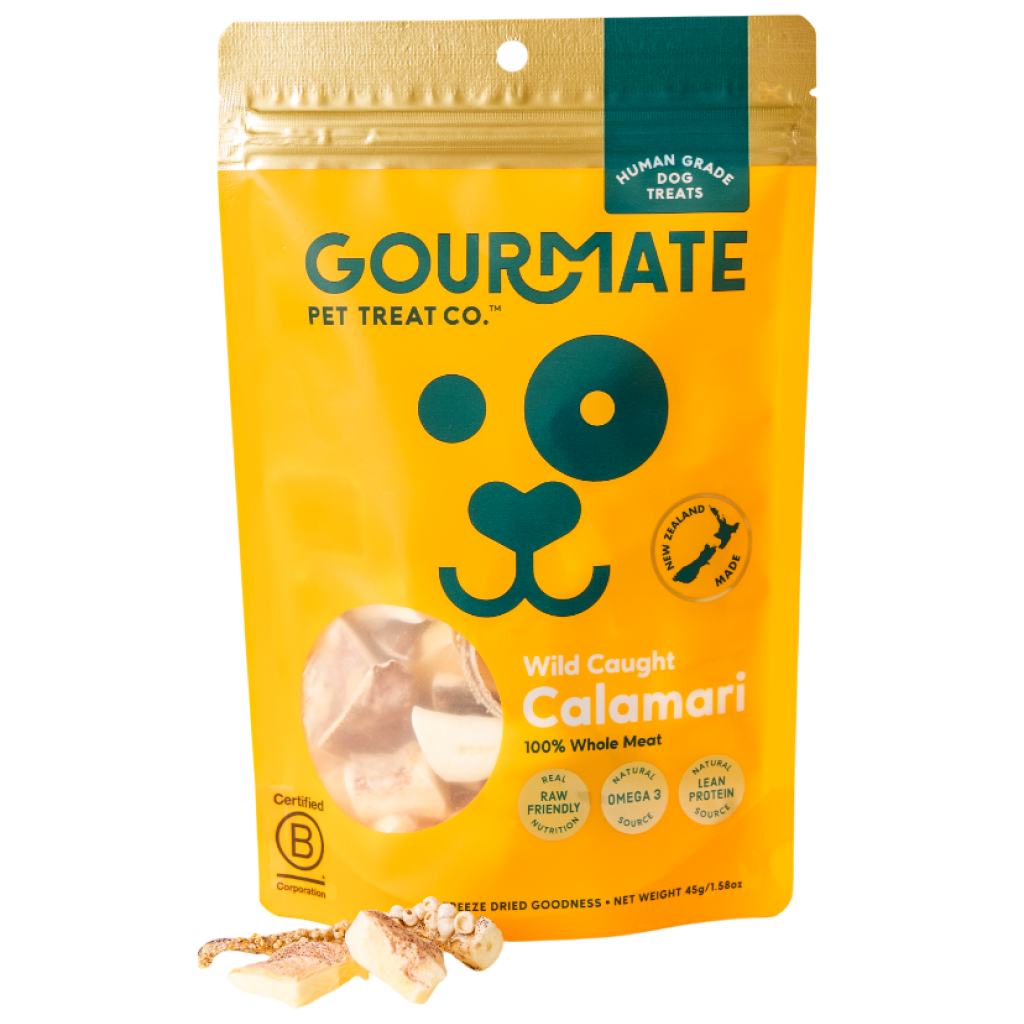 Gourmate Wild Caught Calamari natural dog seafood treat, package front
