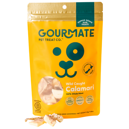 Gourmate Wild Caught Calamari natural dog seafood treat, package front