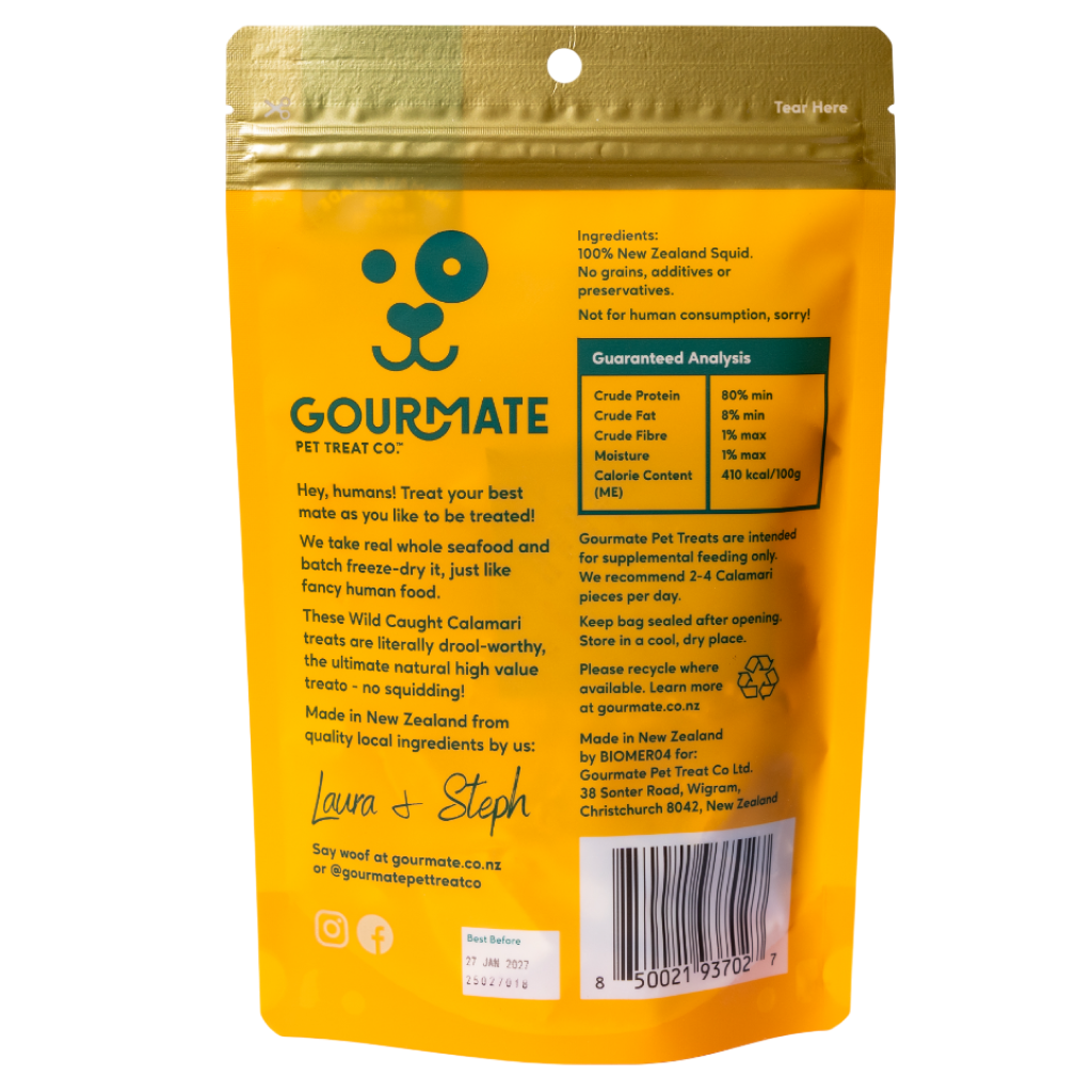 Gourmate Wild Caught Calamari premium seafood dog treat package