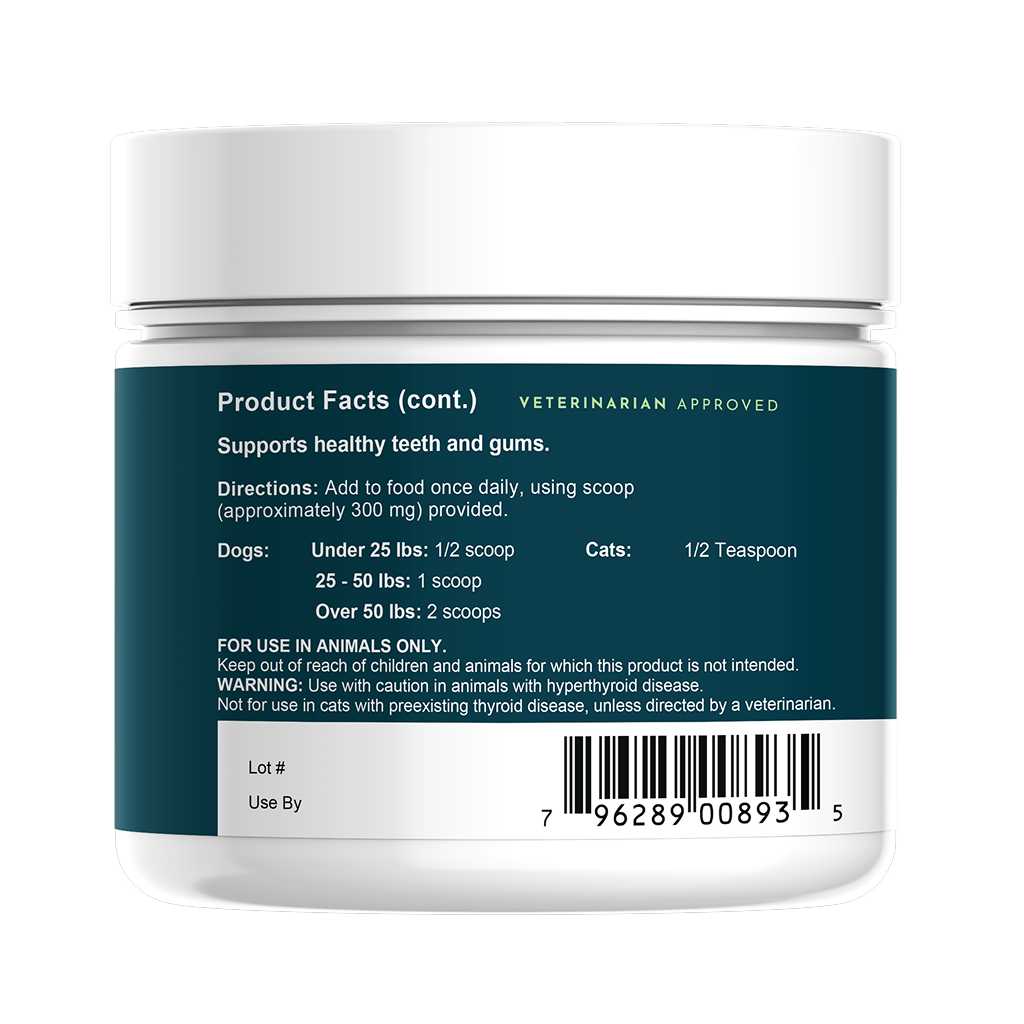 Animal Essentials Sea-Dent dog oral health supplement product close-up