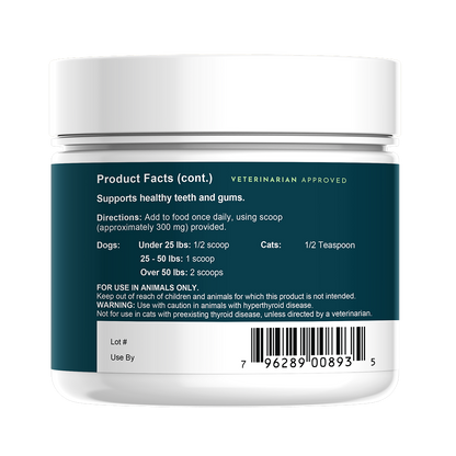 Animal Essentials Sea-Dent dog oral health supplement product close-up